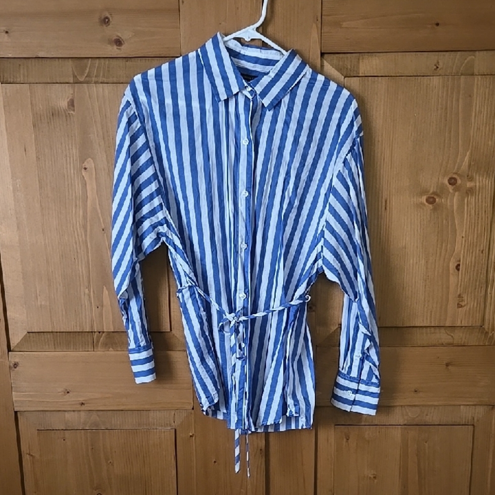 Banana Republic Blue and White Casual Button Down Shirt